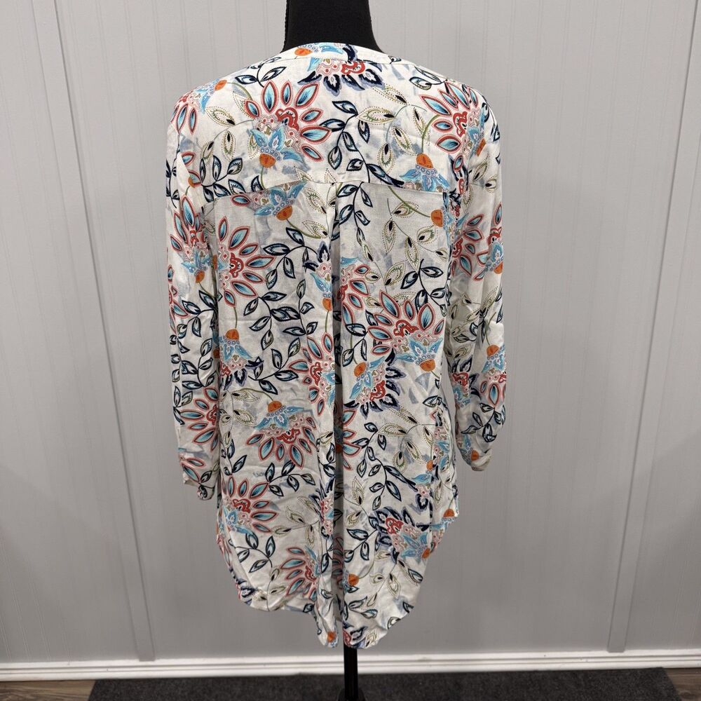 Daniel Rainn Women's Large Multicolor Floral Elegant 3/4 Sleeve Blouse Top - Picture 3 of 6